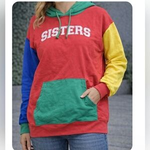 James Charles Sisters Safety Pin Colorblock Hoodie Pullover Size XXL Oversized